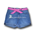 girls blue washed jeans shorts